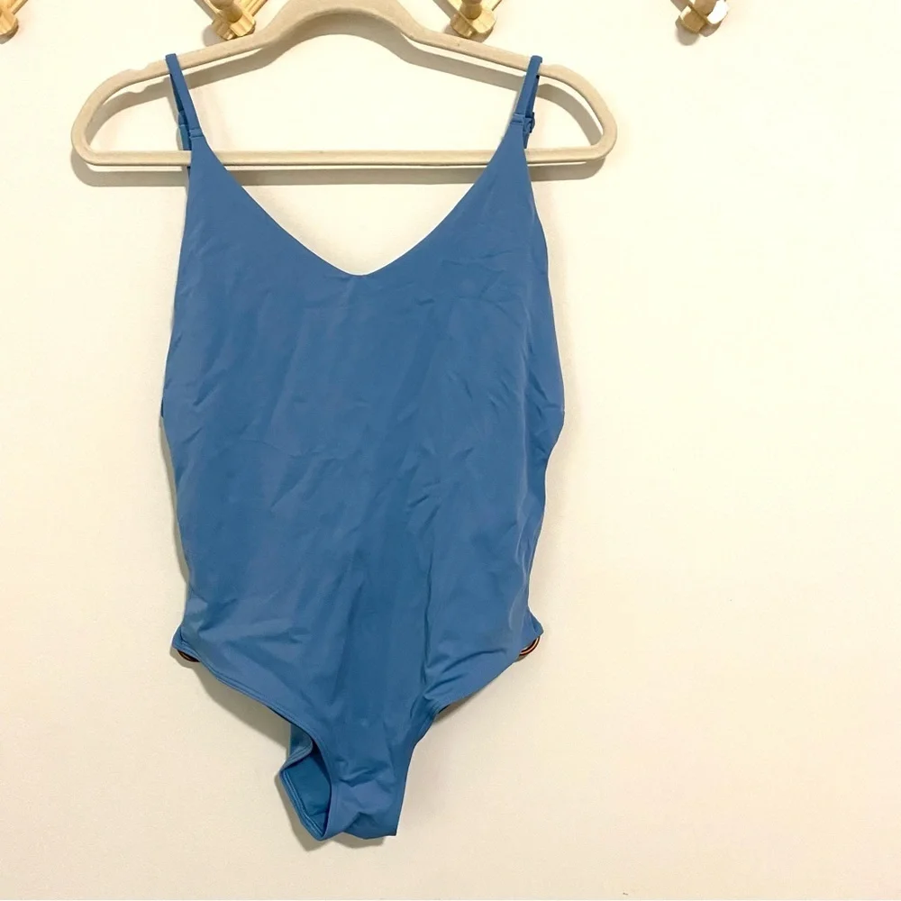 Aerie Powder Blue Side Cutout One Piece Swimsuit size Large